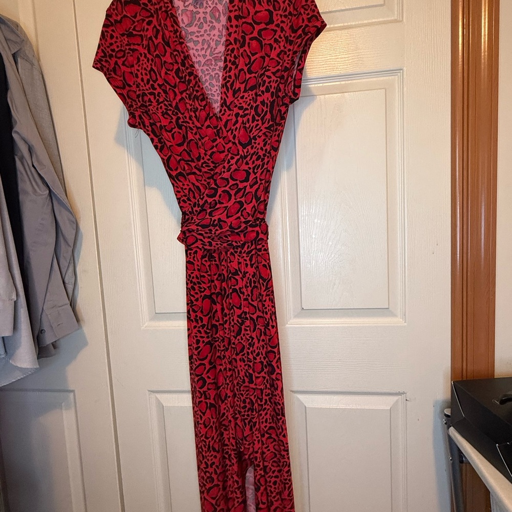 *Iman Red Leopard Print Dress 1X - EUC